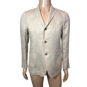 Uniqlo Men’s Blazer Sports Jacket Linen Tan XS Single Breasted Pockets Casual